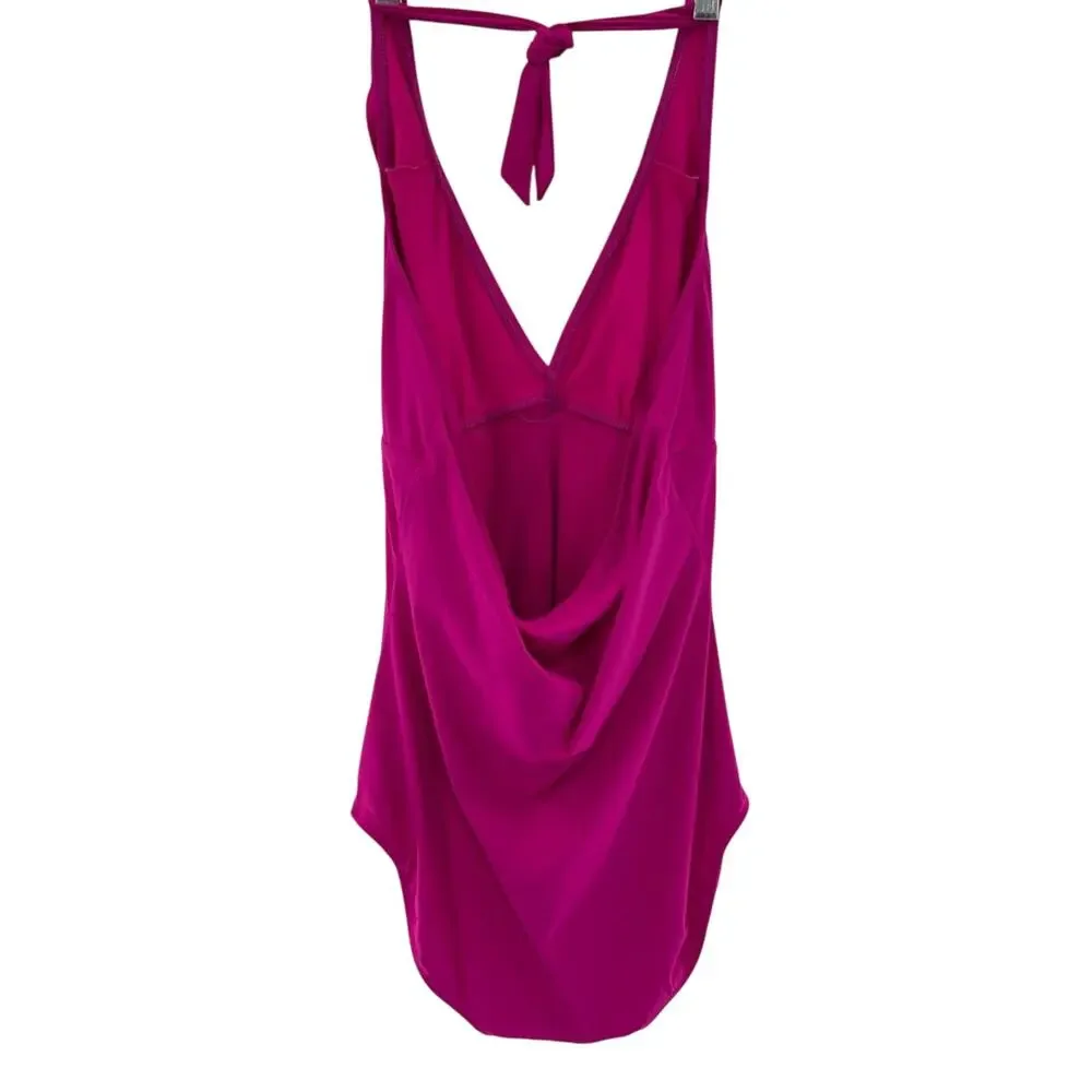 Assets by SPANX Pink V-Neck Ruffle Halter Style Swimsuit Size XL Preppy Vacation
